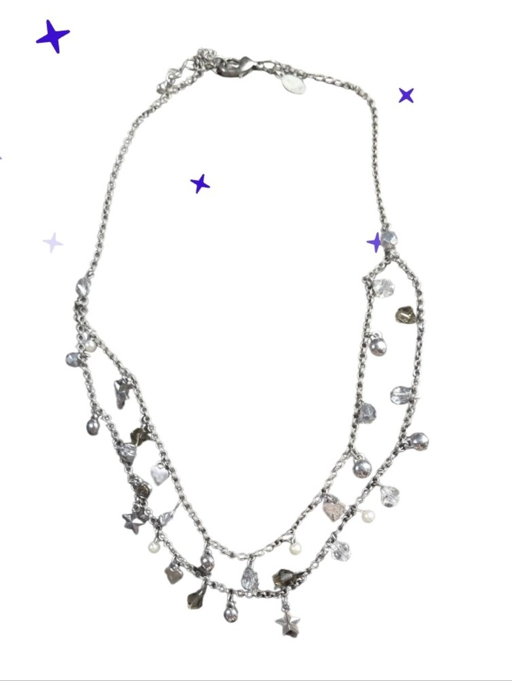 Aero Vtg Silver Multi-Charm Layered Necklace - Women's Jewelry